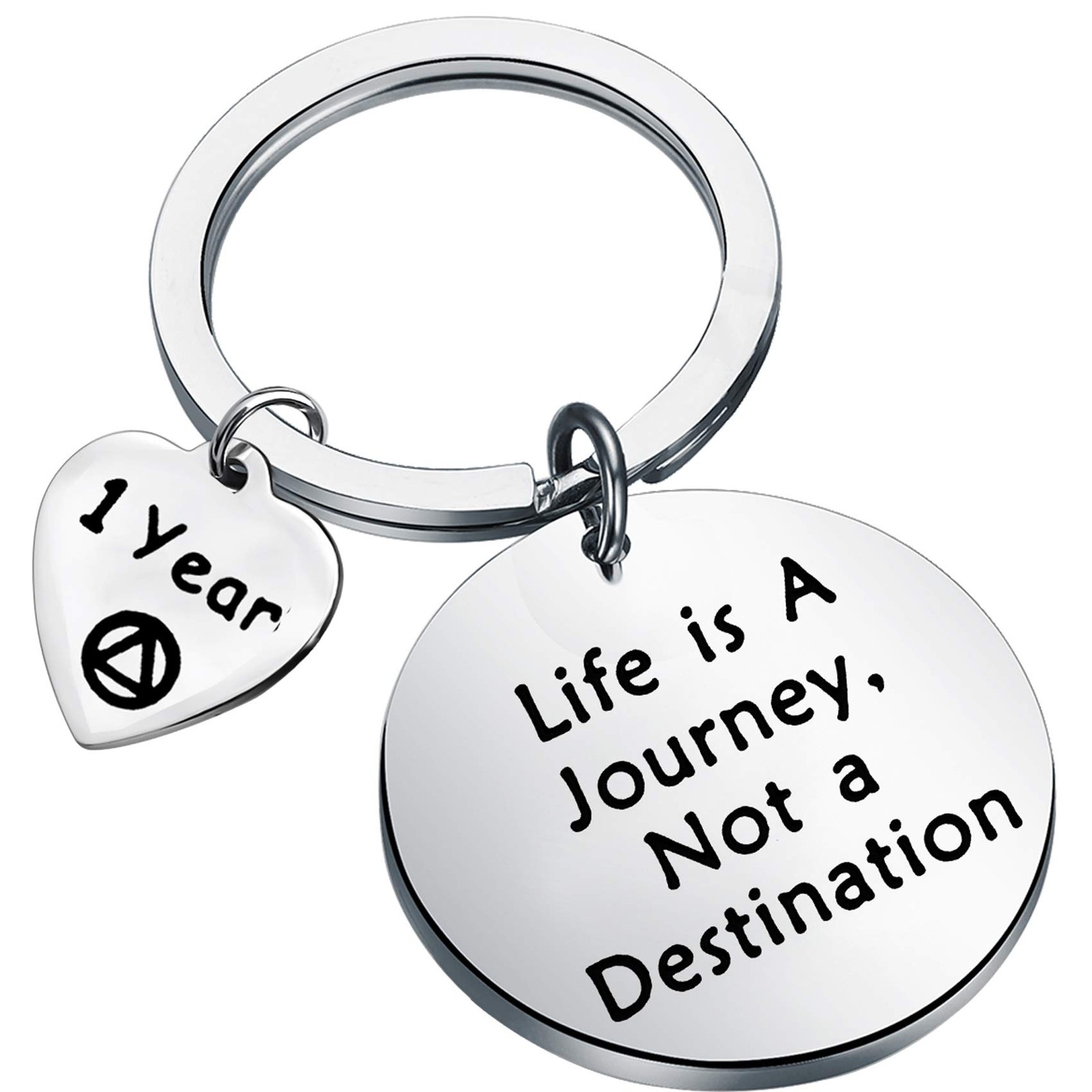 Sober Gift Sobriety Anniversary Keychain Life is Not A Destination 1 Month 6 Mon