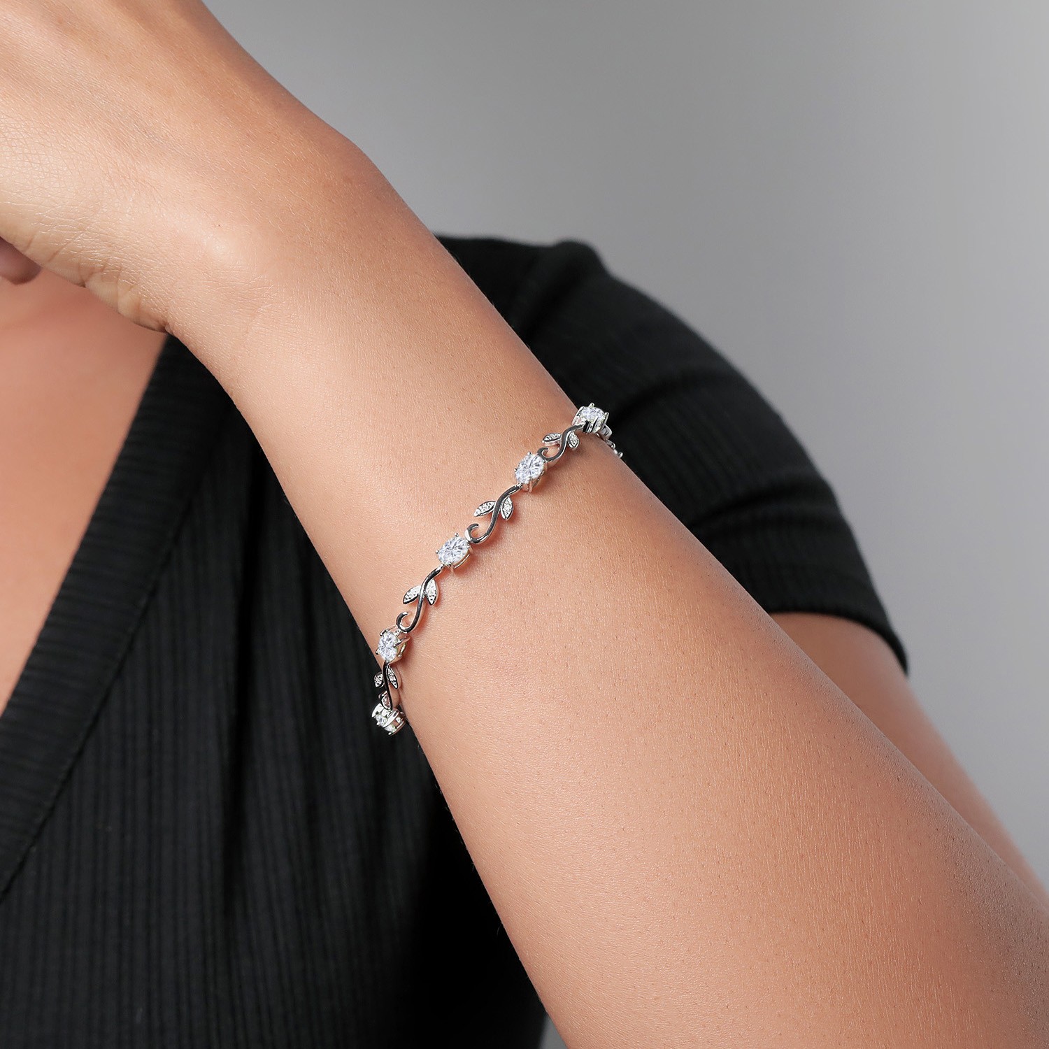 Greek Vine Leaf Gemstone Birthstone Tennis Bracelet For Women | 925 Sterling