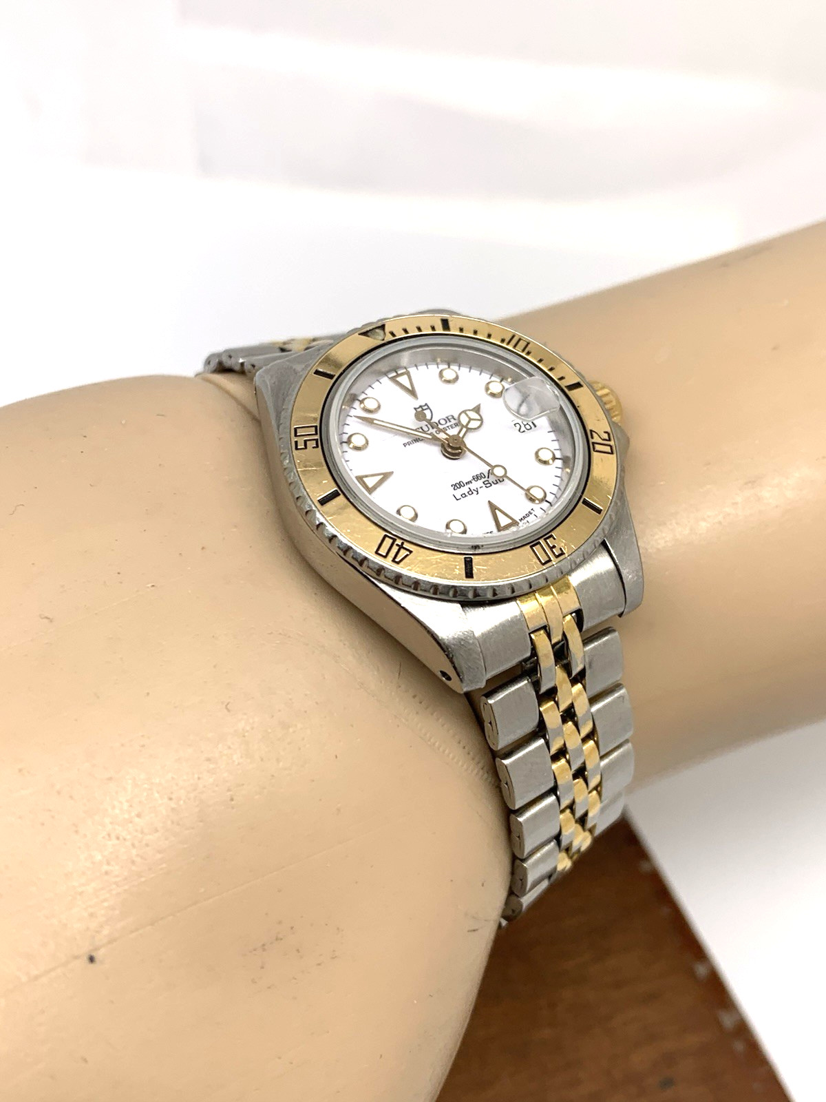 Tudor Women’s Watch Vintage Swiss Automatic White Dial Two Tone Gold Steel 27mm