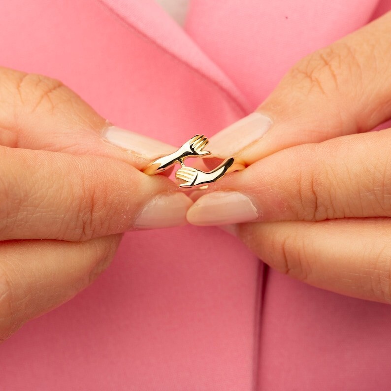 Hug Ring Adjustable Open Band – Minimalist Jewelry Gift for Women – Love Wrap