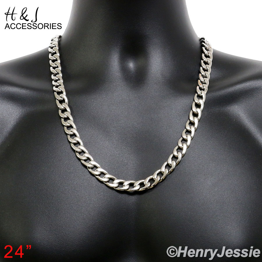 18-40″MEN 316 L Stainless Steel WIDE 12mm Silver Cuban Curb Link Chain Necklace