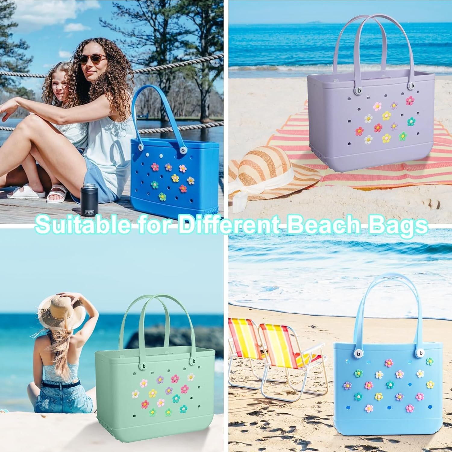 16pcs/30pcs Bogg Bag Charms, Beach Accessories Cute Charms for Bogg Bag Rubber T