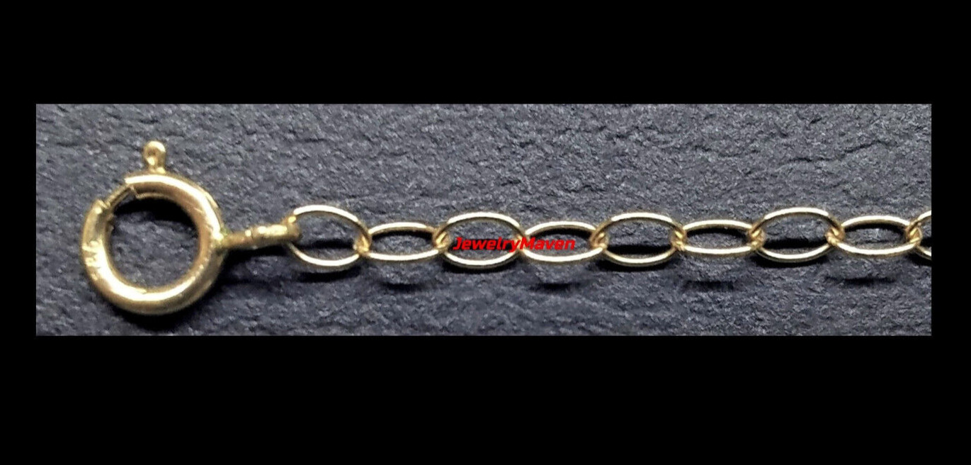 14k 2mm Cable Yellow Gold 5mm Spring Ring Clasp 1″ Chain Extender or Safety