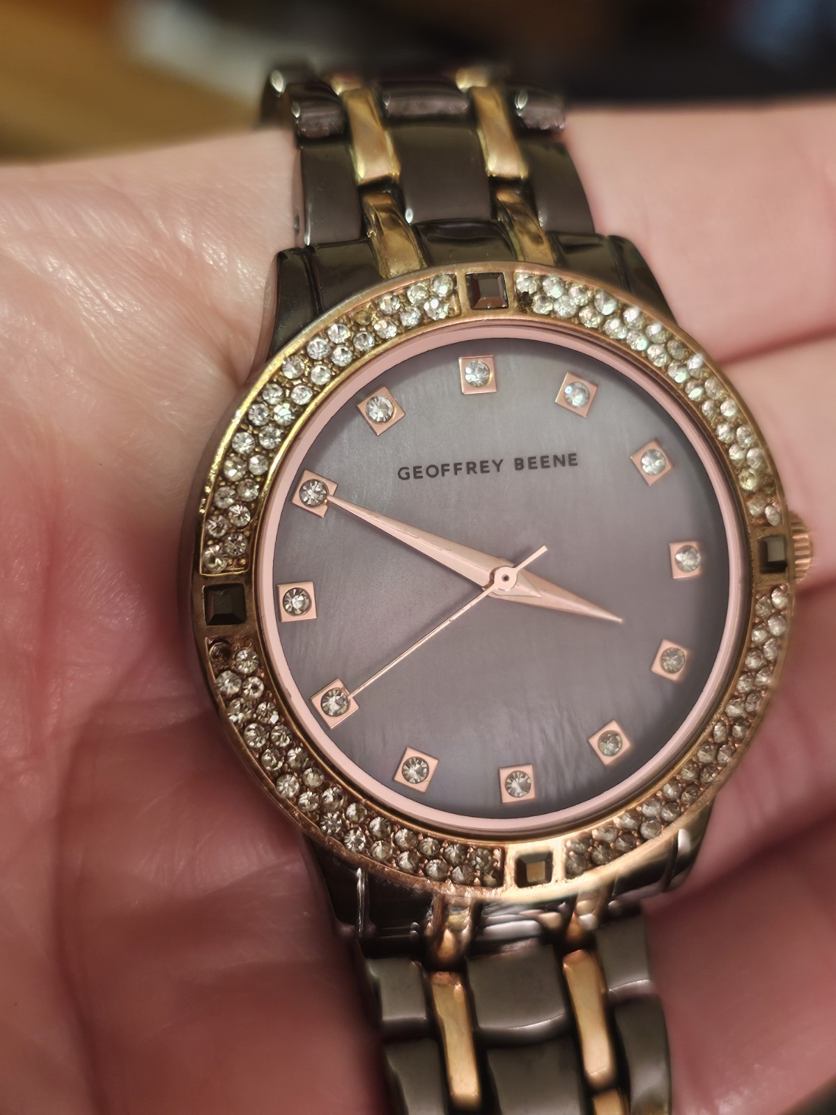 Ladies Geoffrey Beene Tortoise Shell Watch W/Mother of Pearl Face