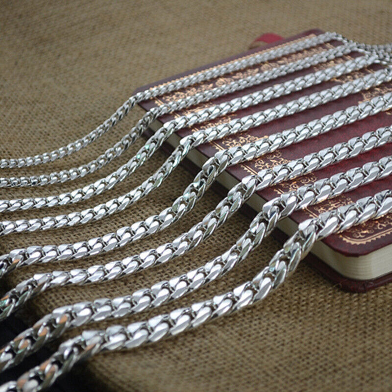 Pure Silver 999 Necklace Women Men Solid Curb Chain Cuban Chain Many Size Choose