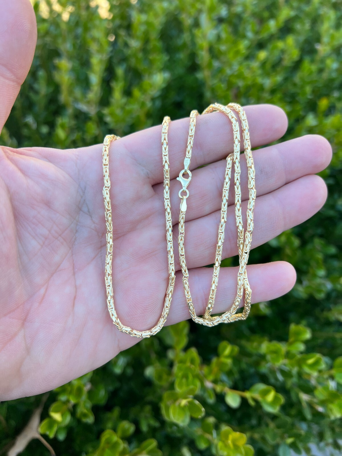 Real 14k Gold Plated Over 925 Silver Byzantine Rope Chain Necklace 2mm 16-30″