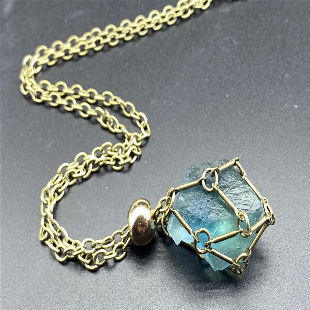 3PCS Stainless Steel Crystal Cage Necklace Holder Net Metal Chain Stone Holder