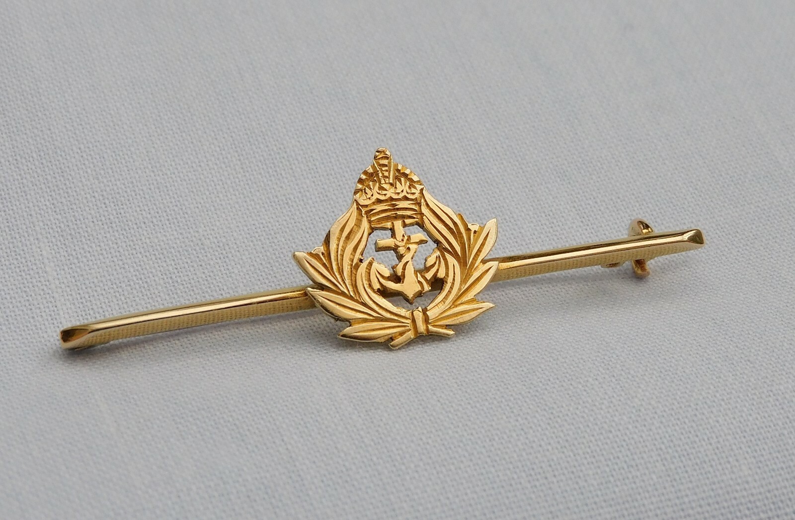 RARE WORLD WAR 1 WW1 9CT YELLOW GOLD ROYAL NAVY SWEETHEART BAR BROOCH 2.6g
