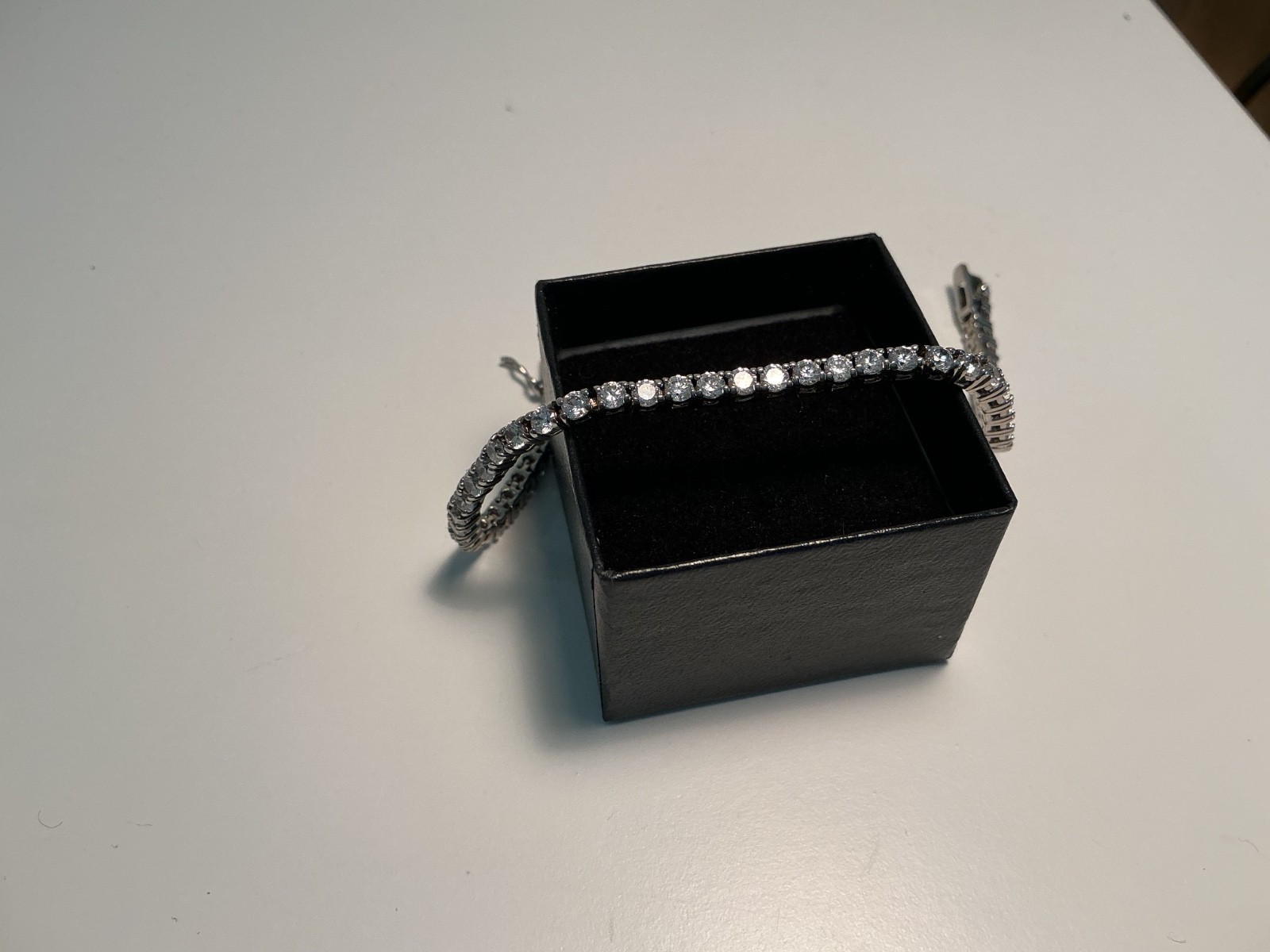 SILVER BRACELET TENNIS BRACELET CRYSTALS 7 inches