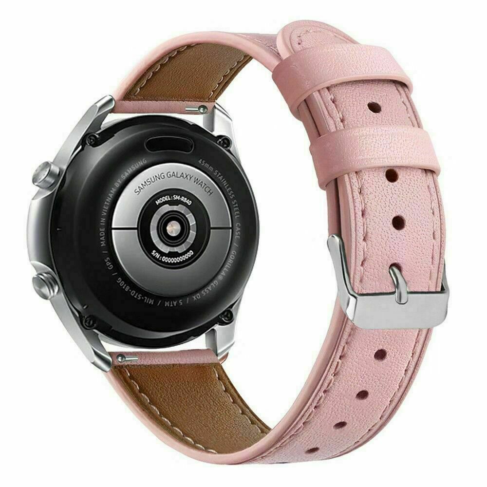 For Samsung Galaxy Watch 3 45mm 41mm Band Classic Leather Wristwatch Strap