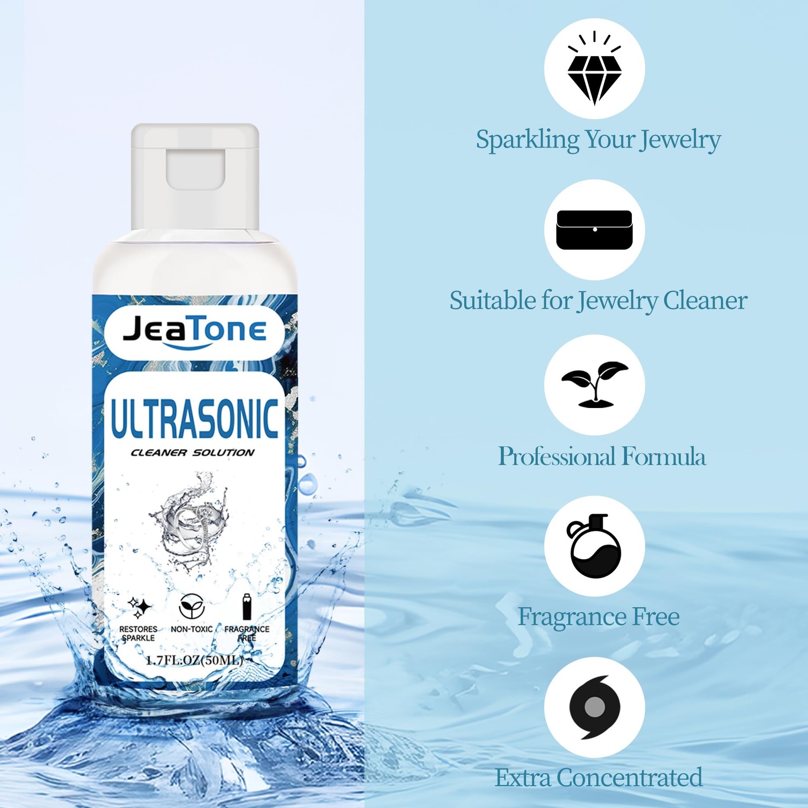 Ultrasonic Jewelry Cleaner Solution for Machine, White+50