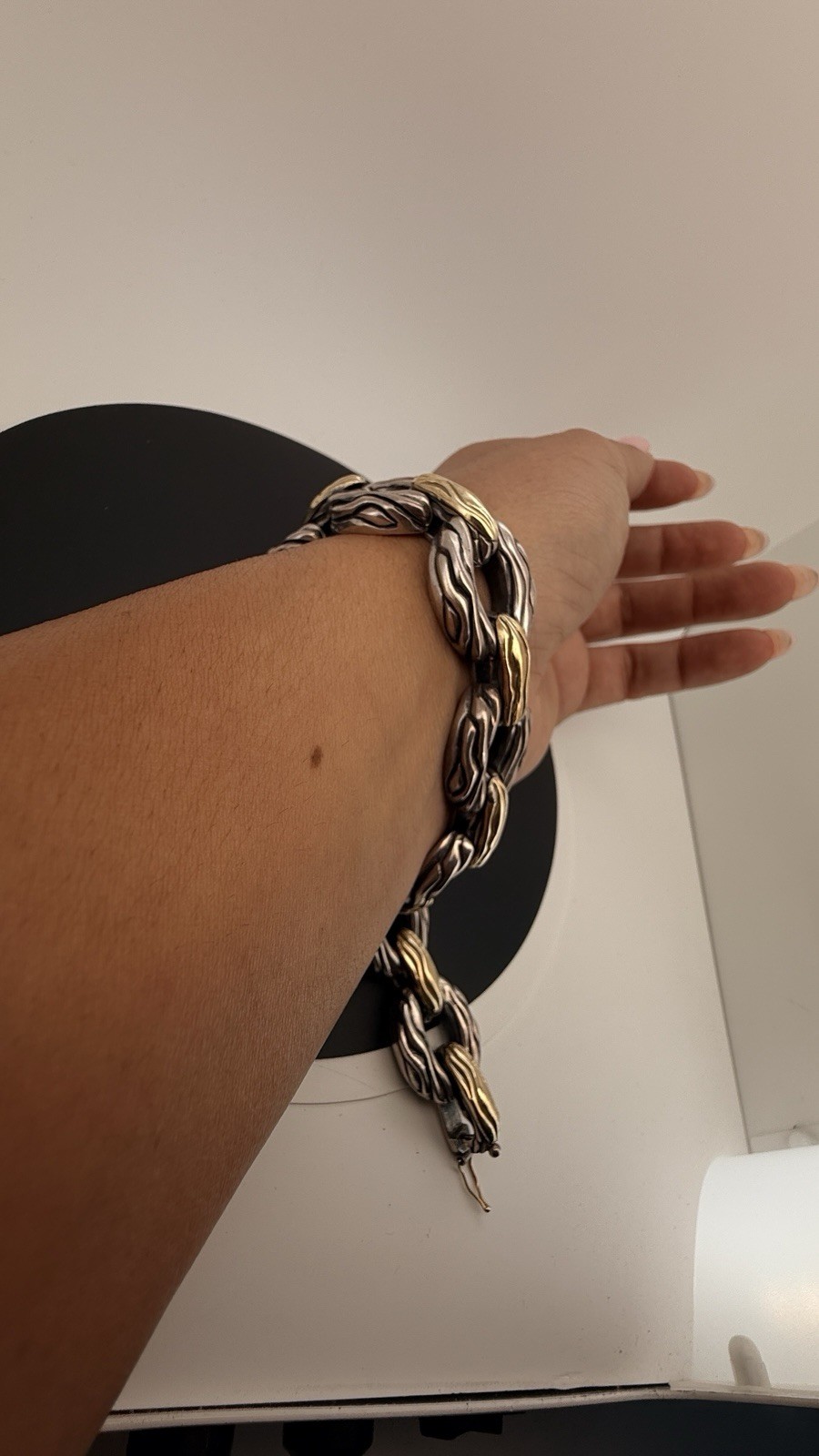 GABRIEL Sterling Silver & 14K Yellow Gold flexible Bracelet 8” Long