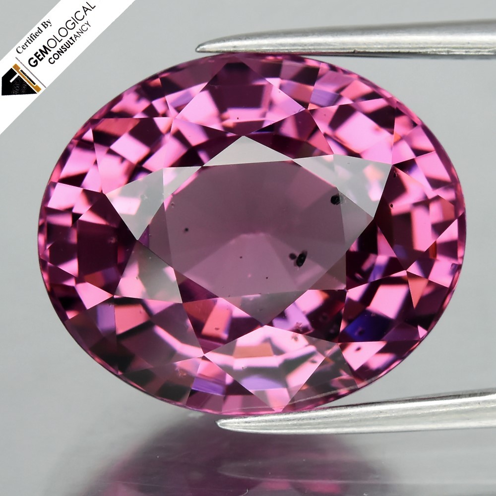 💎 GCI CERTIFIED 10.92ct VS Oval Natural Purplish Pink Malaya Garnet – Premium