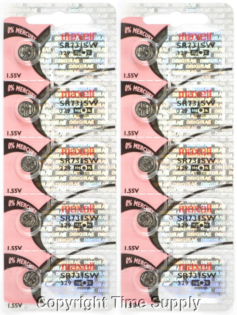 Maxell 329 SR731SW D329 V329 GP329 SR731 Battery 0% MERCURY ( 10 PC )