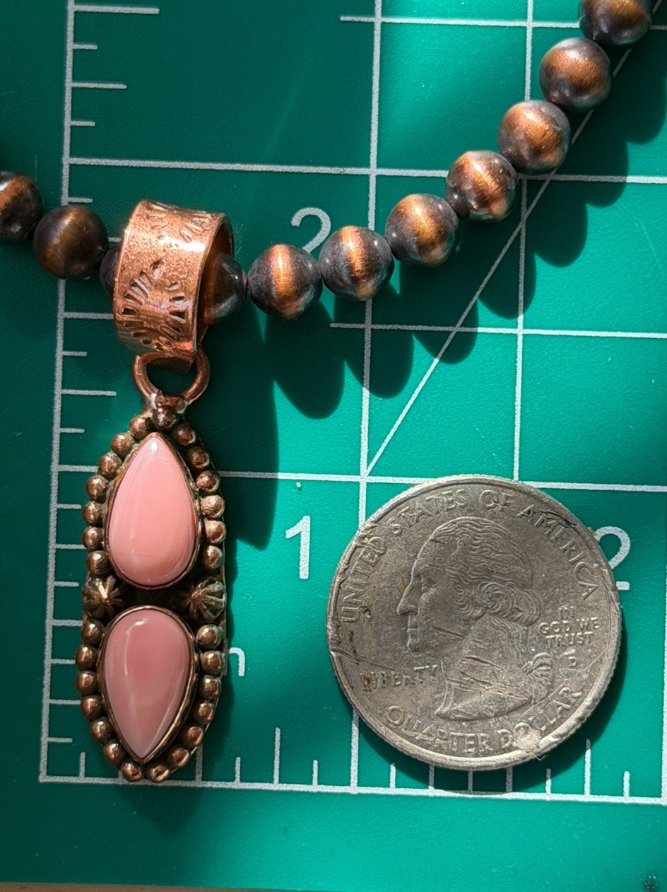 Pink Conch Copper Desert Pearls Southwestern Necklace Southwestern