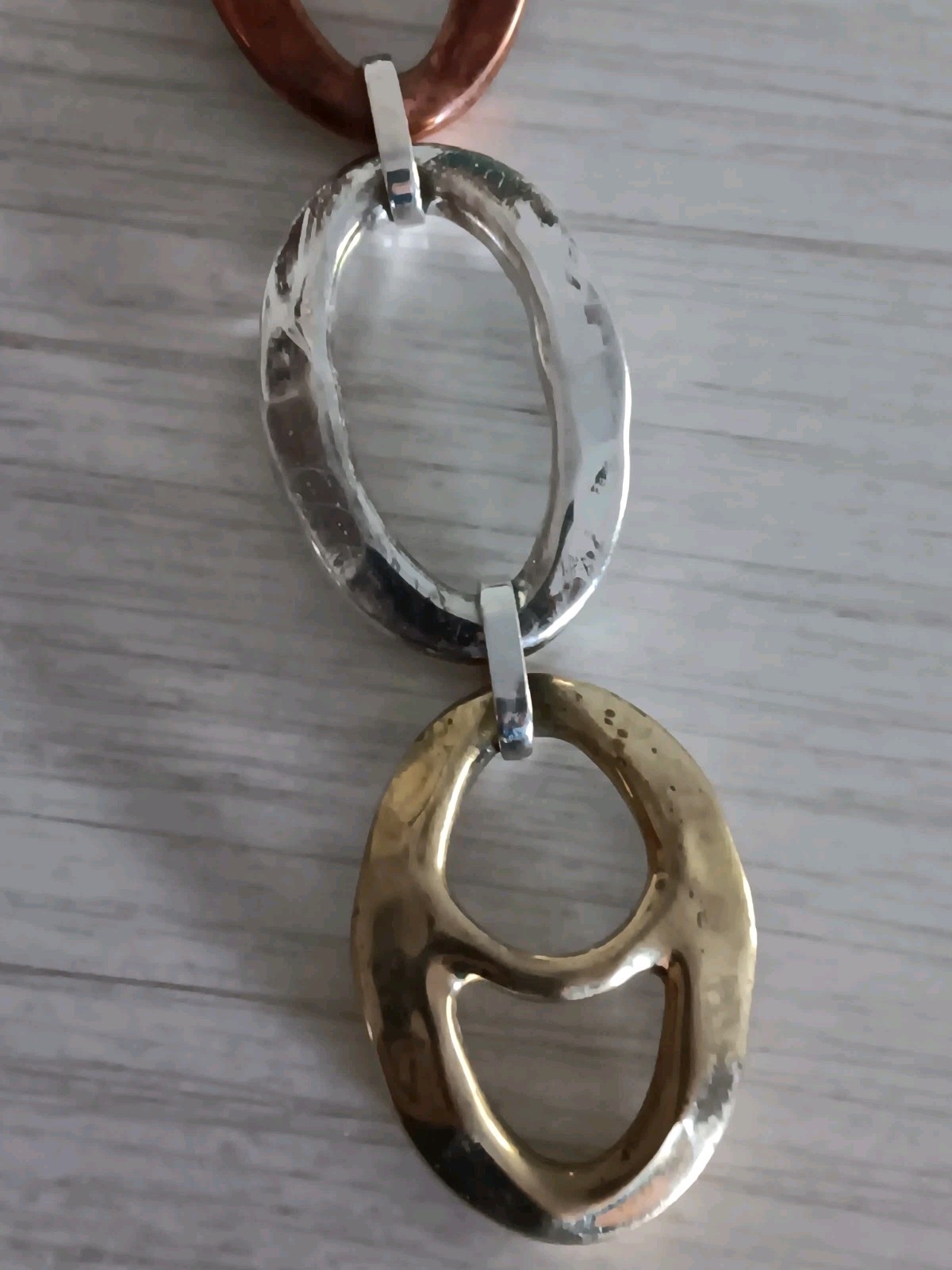 Rim Studio Sterling Silver Brass & Copper Large Link Bracelet 8″