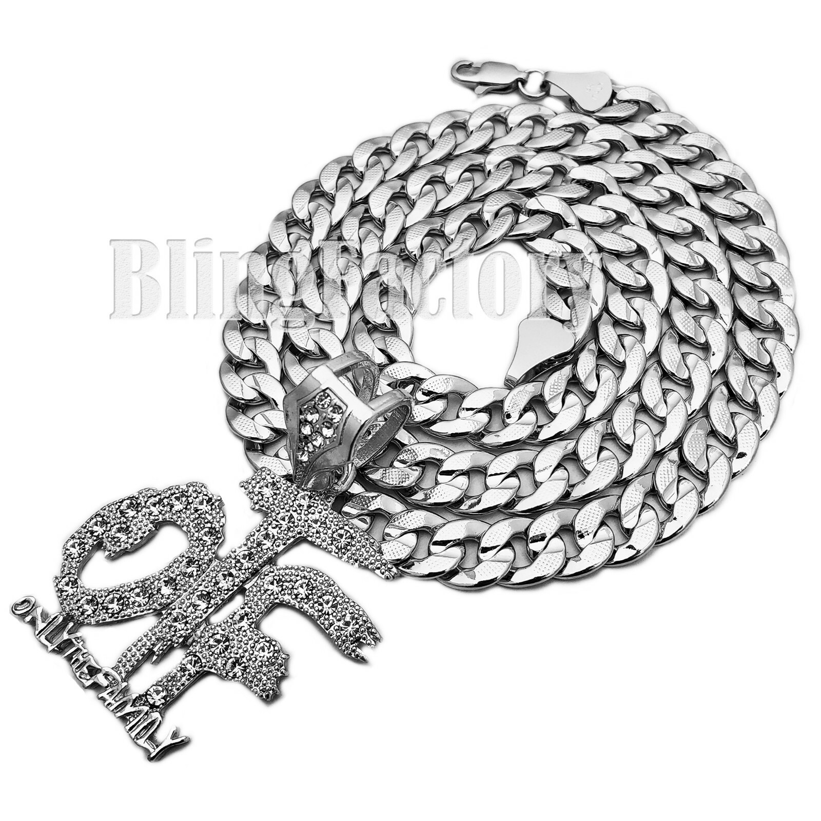 Iced Only The Family OTF Pendant & 10mm 24″ Miami Cuban Chain Hip Hop Necklace