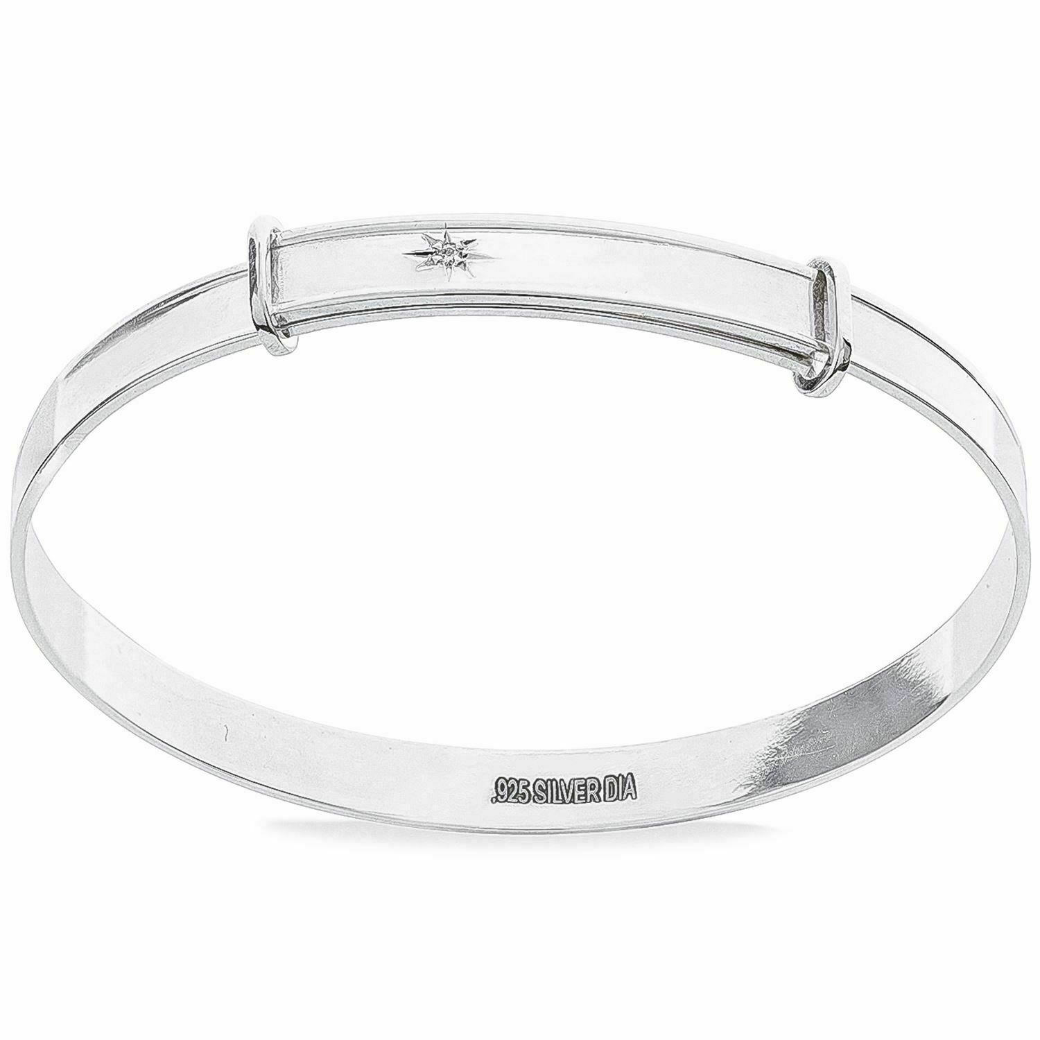 Children Solid Silver Bracelet Newborn Bangle Baby Shower Baptism Christening