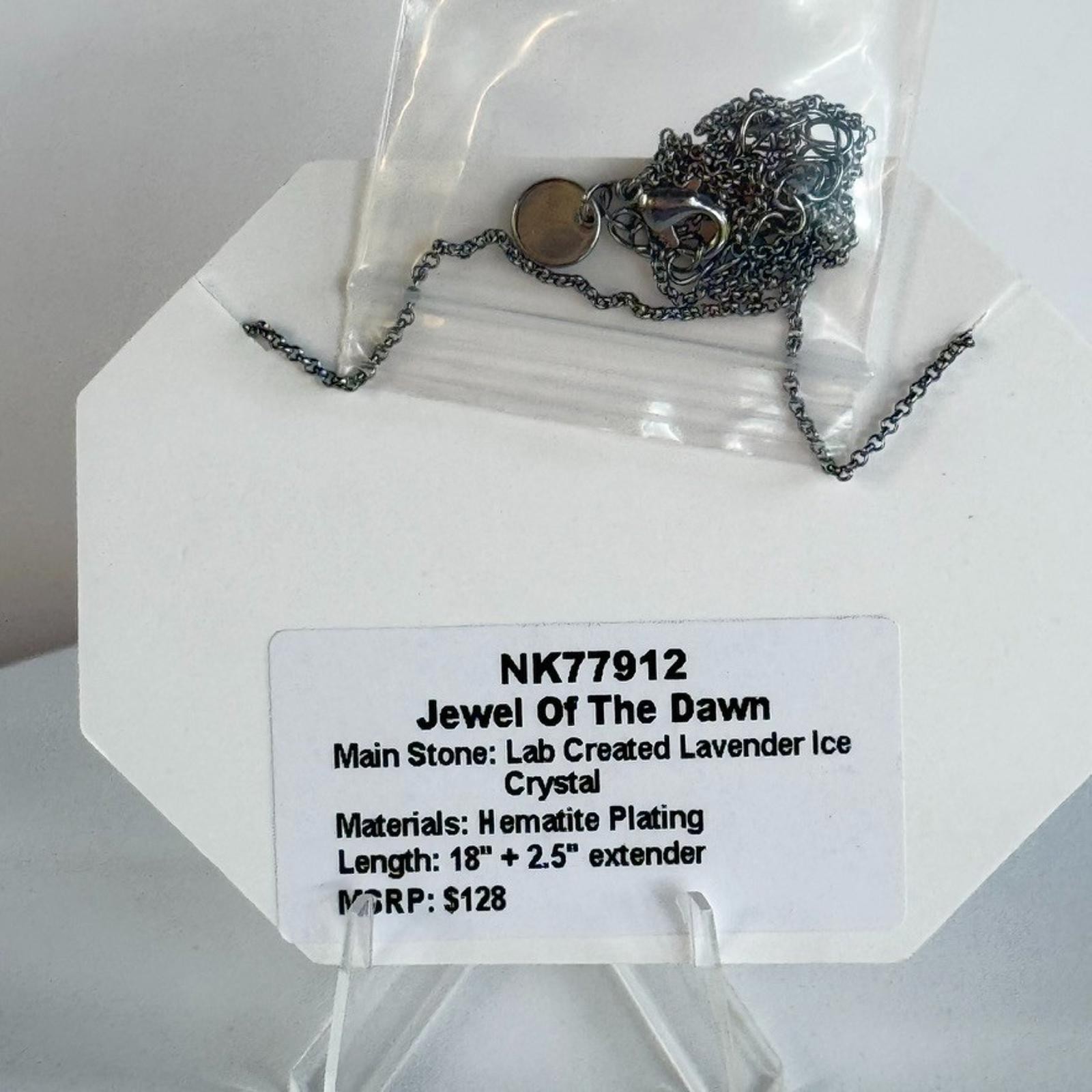 Bomb Party Necklace “ Jewel Of The Dawn” Lavender Ice Crystal on Hematite