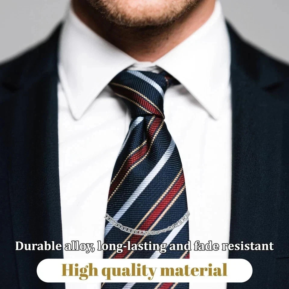 3 Pack Tie Chain for Men, Necktie Chains with Ring Clasps, Elegant Tie Clips