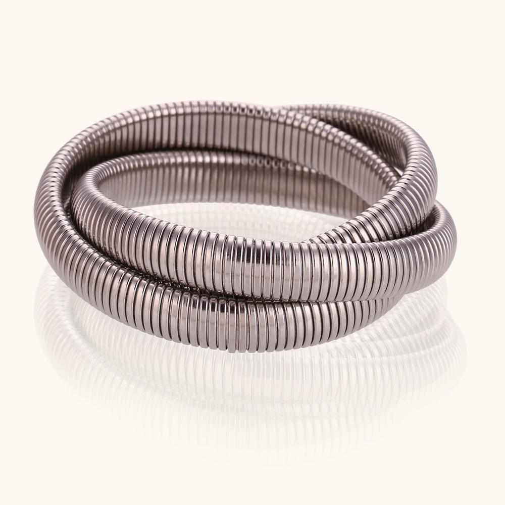 Three-Layer Winding Elastic Chain Gold/Silver Color Stainless Steel Bracelet