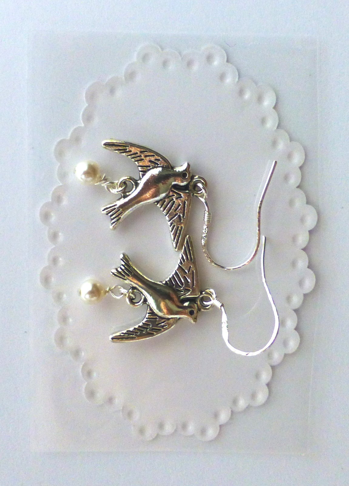 Bird Sparrow Dangle Earrings With Sterling Silver