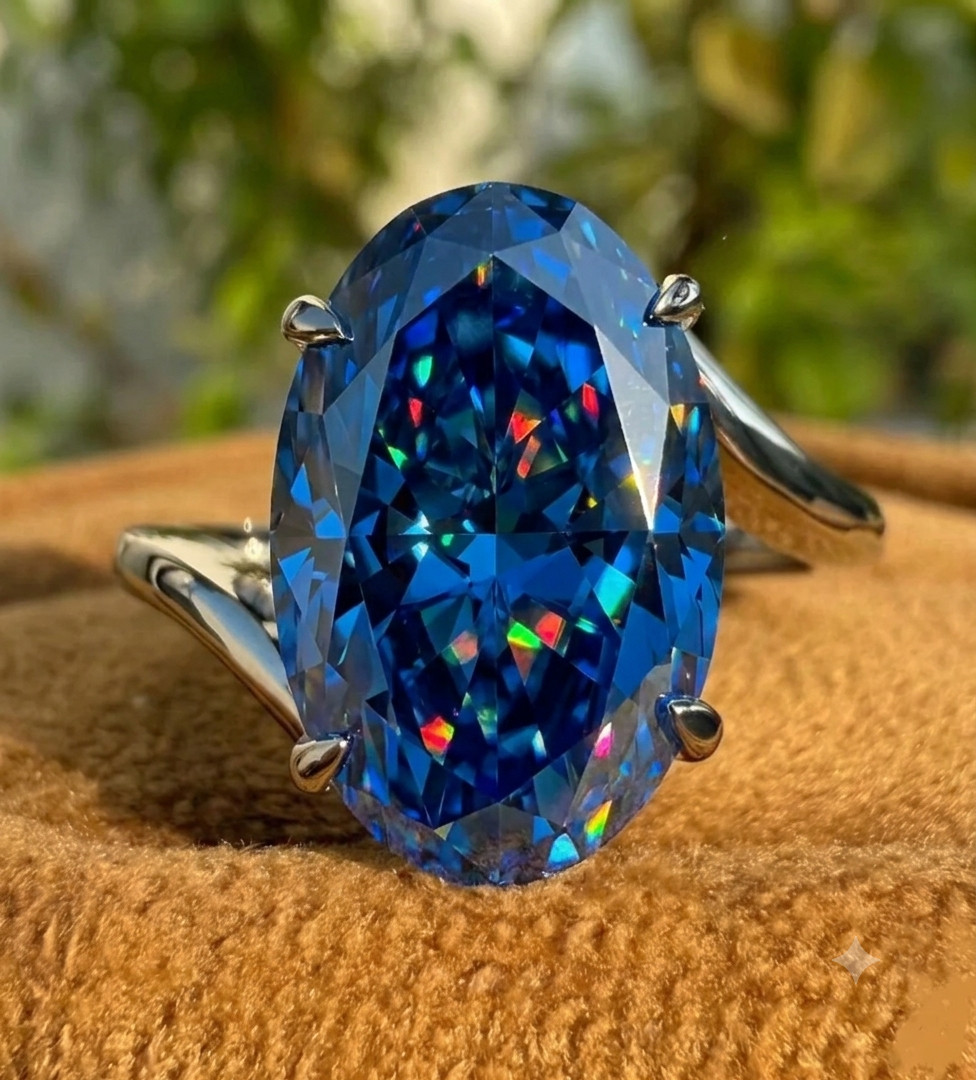 RARE 7.90 Ct Pear Cut Certified Azure Blue Diamond Ring – FREE Diamond Studs