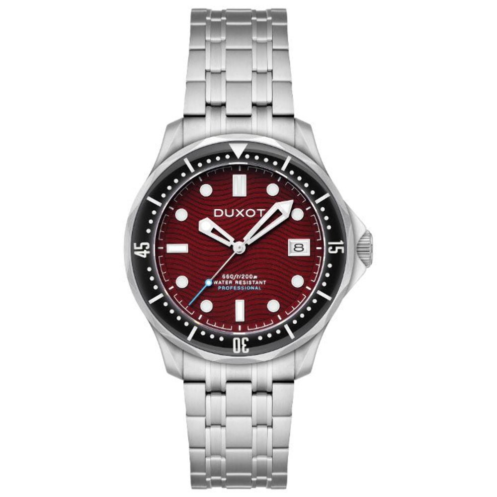 Duxot Henri Diver Automatic Maroon Red Men’s Watch – Brand New