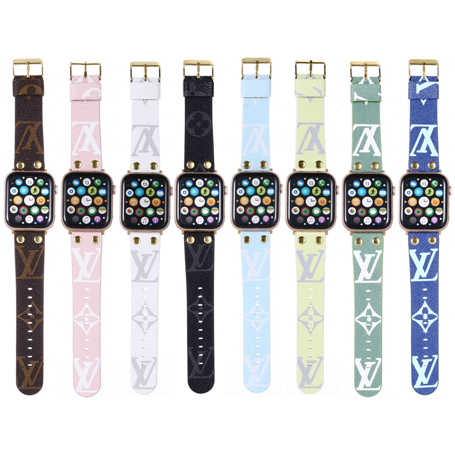 For Apple Watch Series 9/8/7/6/5/4 45mm 41mm 44mm 40mm SE Luxury Leather Strap