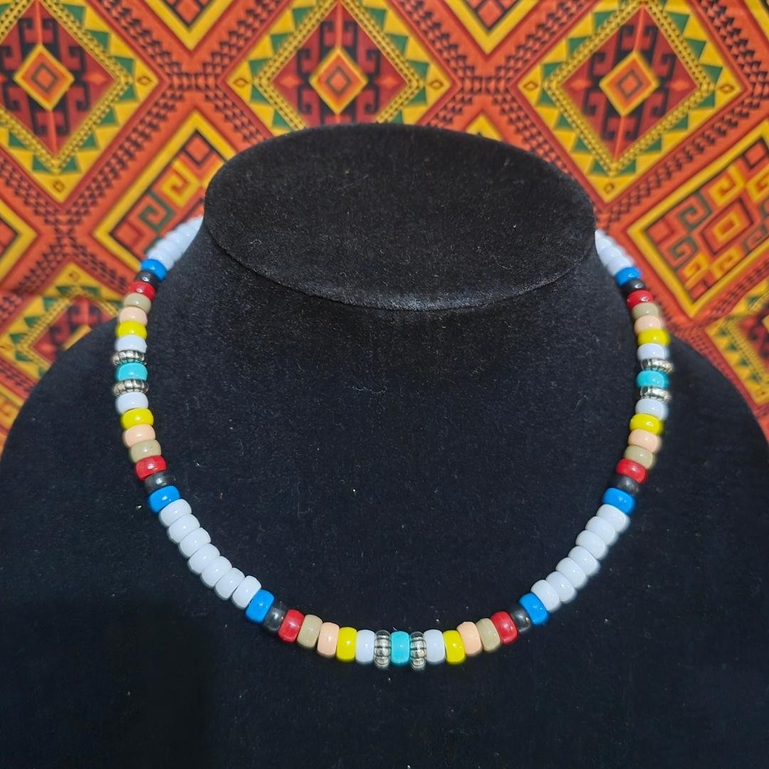 E, Necklace native American southwest Aztec Indian western cowboy beaded ethnic