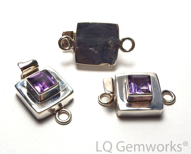 AMETHYST 925 Sterling Silver 25mm Faceted Box Clasp /A3