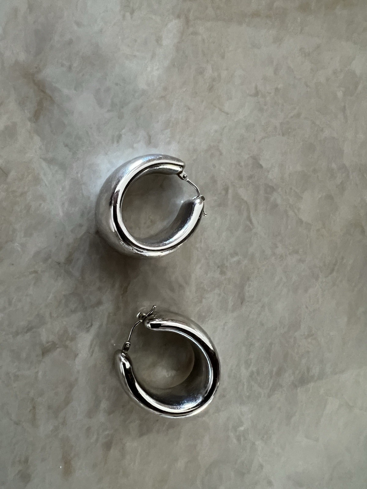 Silver Toned Chunky hoop earrings, Pierced