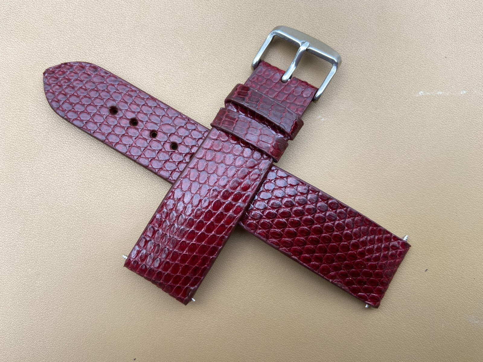 Dark Red Lizard Leather Watch Strap Band 16 17 18mm 19 20mm 21mm 22mm 24mm 26mm.