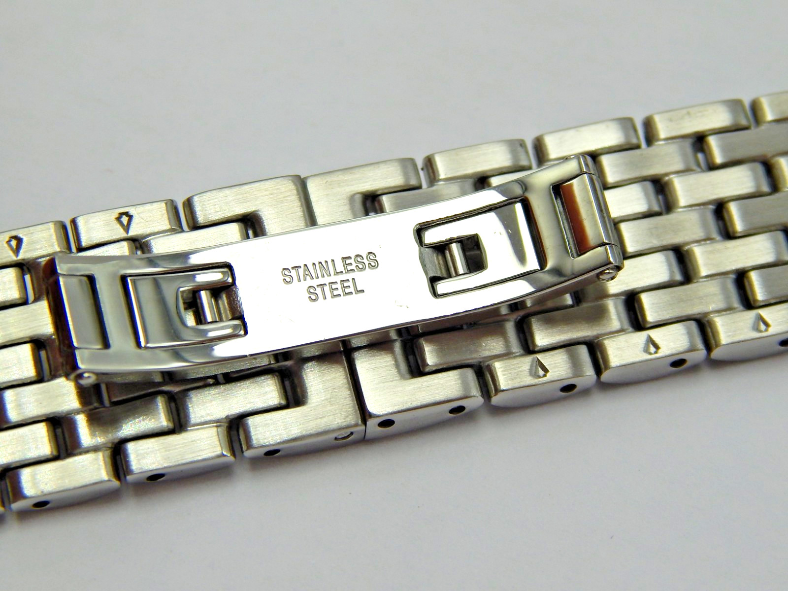 Silver Beads of Rice Butterfly clasp watch band 13mm Center Link Lucien Piccard
