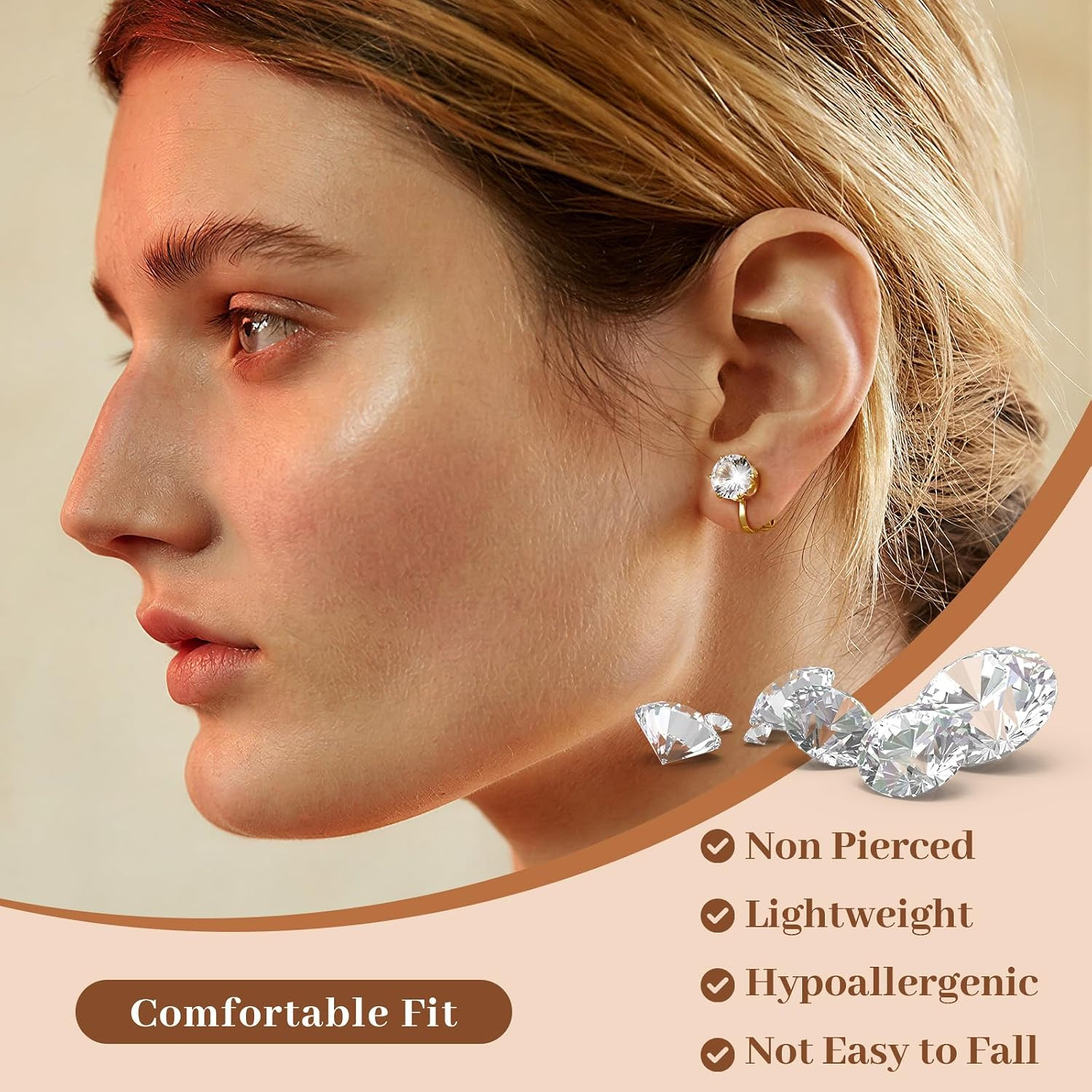 5 Pairs Clip on Earrings for Women Hypoallergenic 14K Gold/Silver Plated Non Pie
