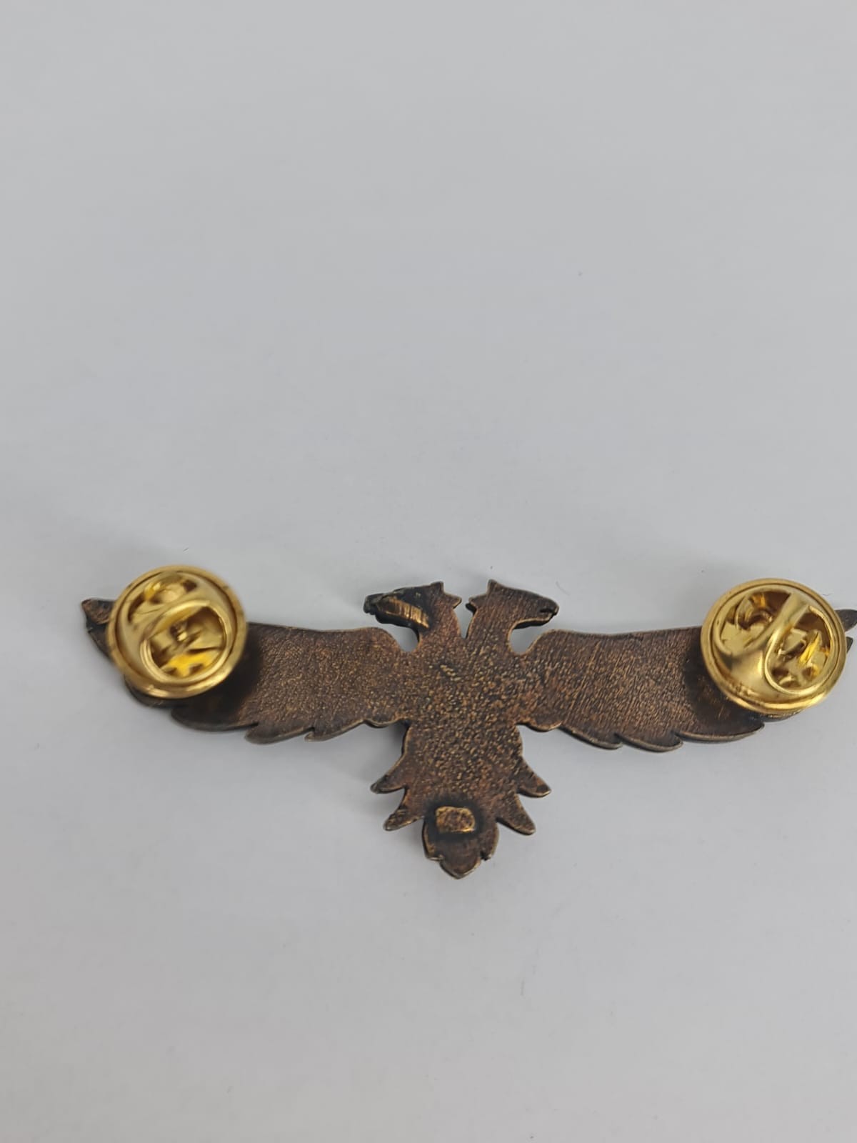 Double Headed Eagle Pin – Albania Ethnic Symbol – Bronze Finish Winged Badge