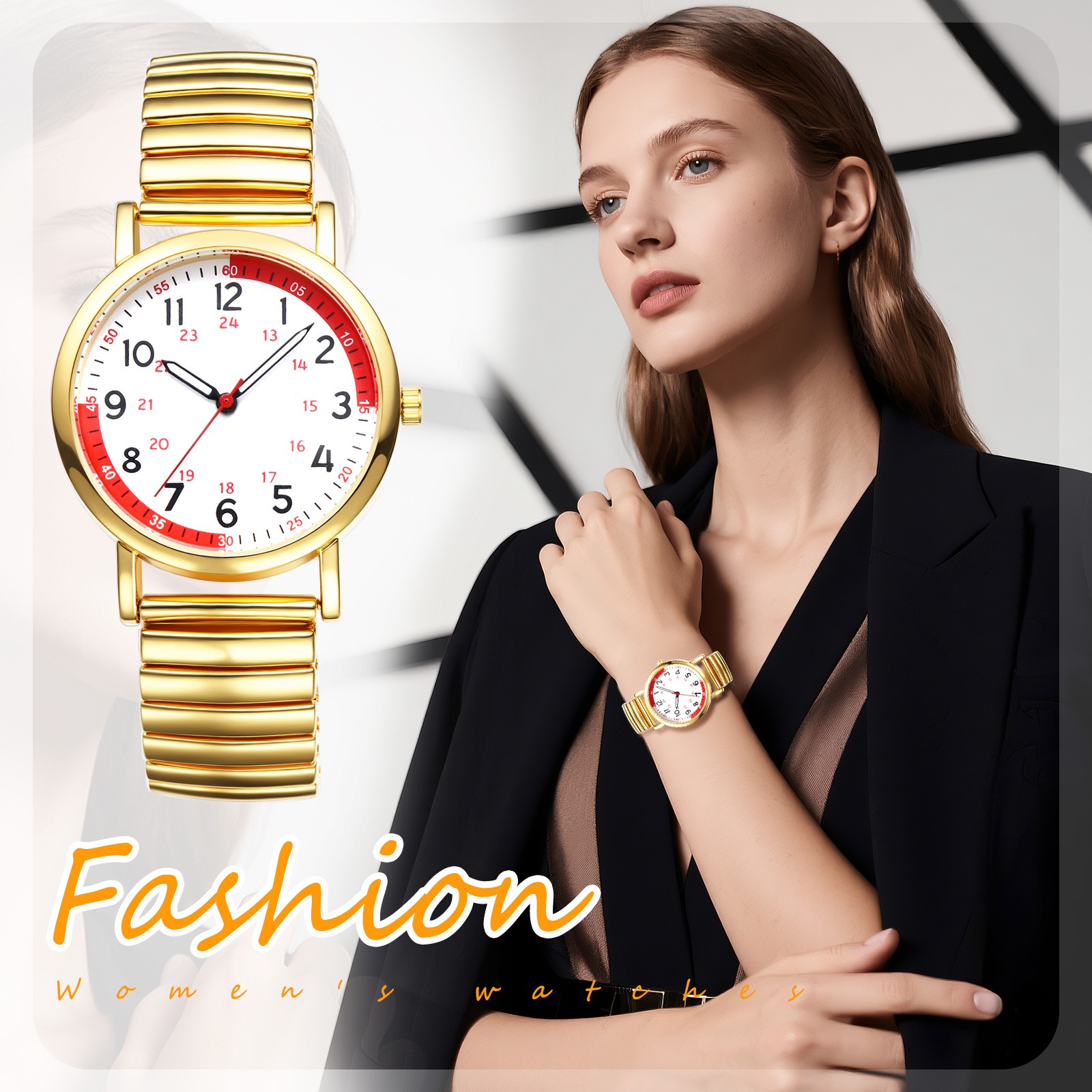 Pulse Calculation Medical Table Easy Reader 24H/12H Dial Elastic Strap Men Women