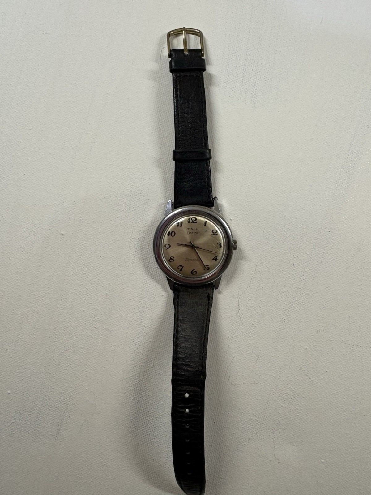 timex electric dynabeat Sliver Tone With Black Band Running With New Battery