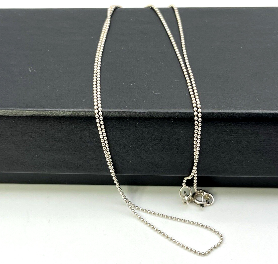 Petite Solid Sterling Silver 925 MICRO BEAD BALL 18 ” in. NECKLACE Mini