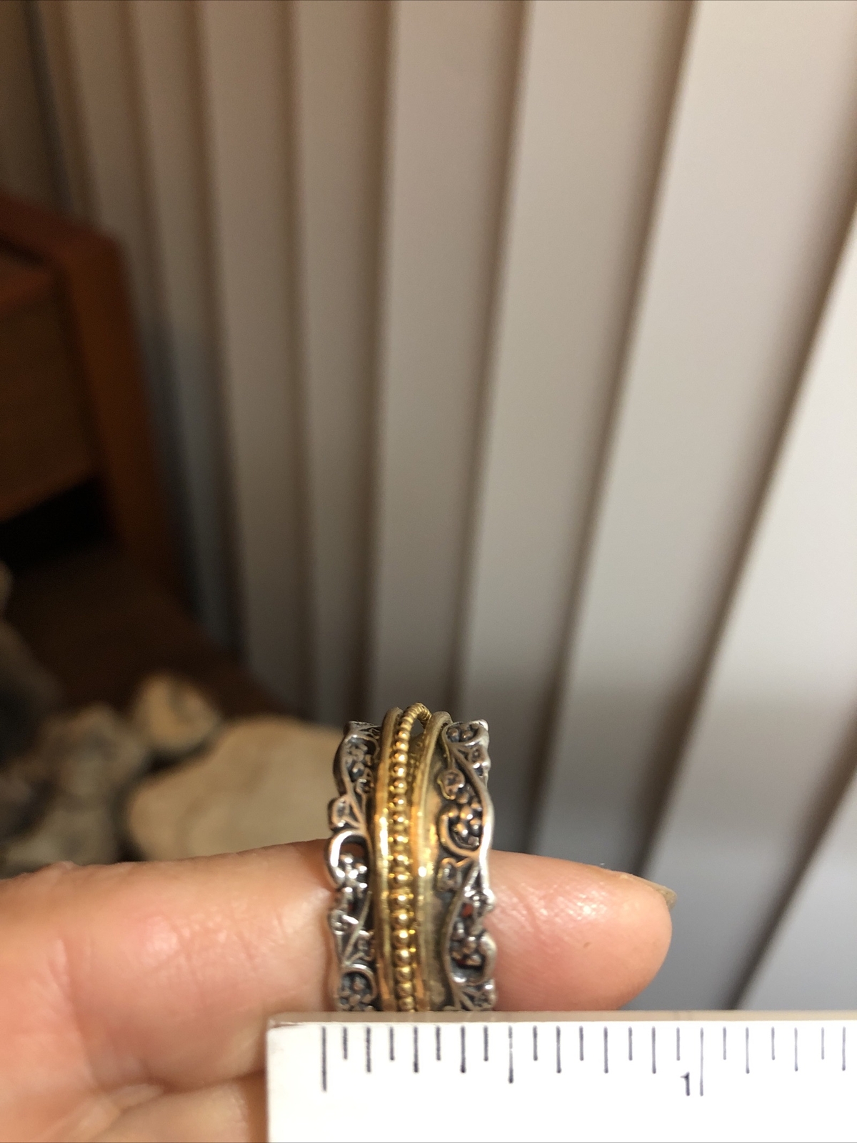 PZ Paz Creations 925 Sterling silver Yellow Spinner Ring 9.2g, 10.5s ISRAEL