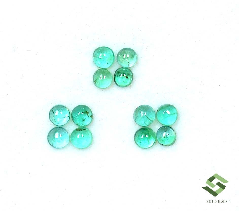 2.50 mm To 2.75 mm Natural Emerald Round Cabochon Lot 12 Pcs 1.11 CTS Loose Gems