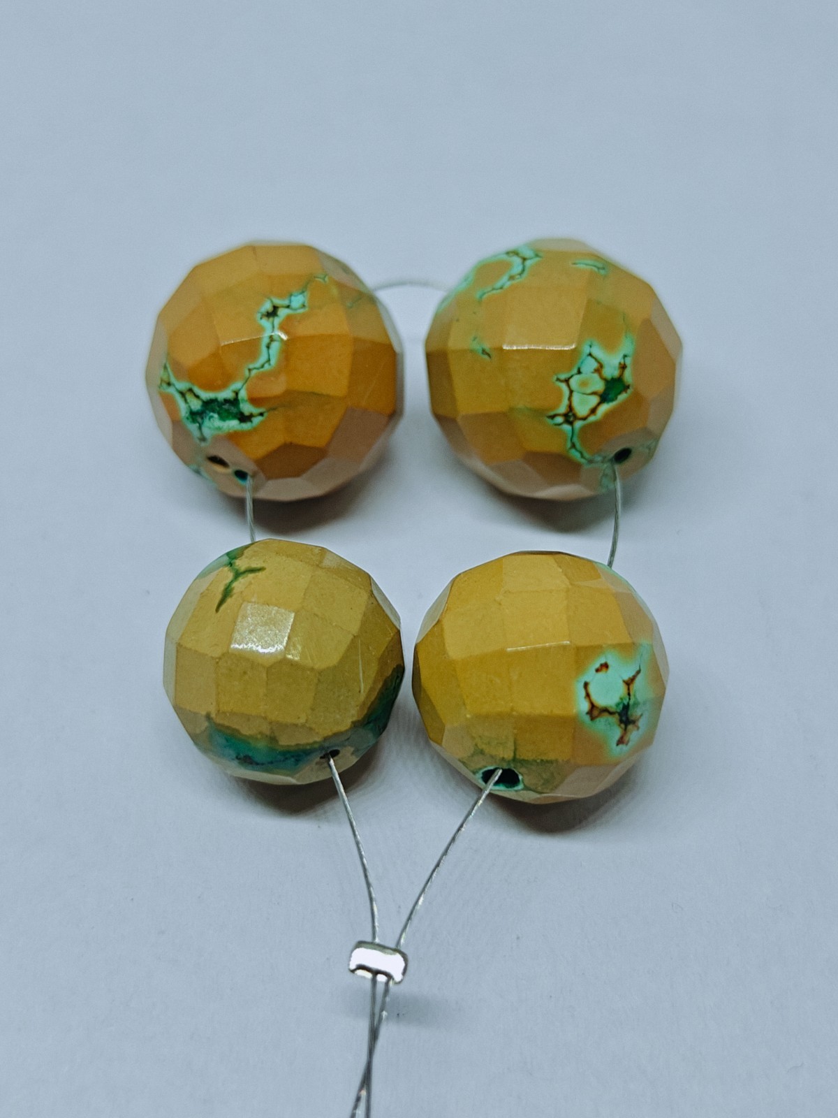 Natural Tibetan Turquoise Faceted Round Ball Beads, Loose Gemstone For Jewelry