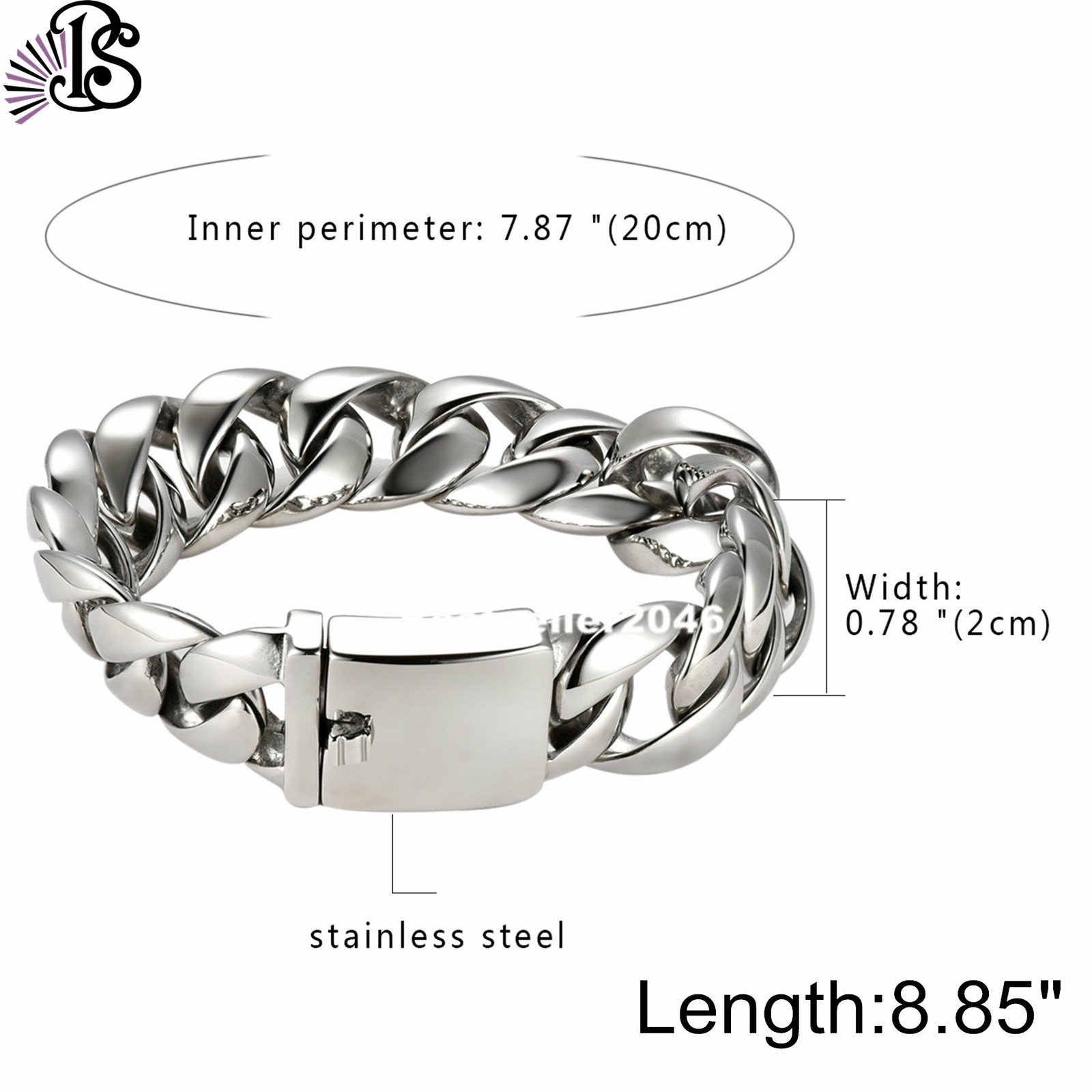15/20/24/30MM Men Heavy Biker Curb Chain Bracelet Polished Stainless Steel Link