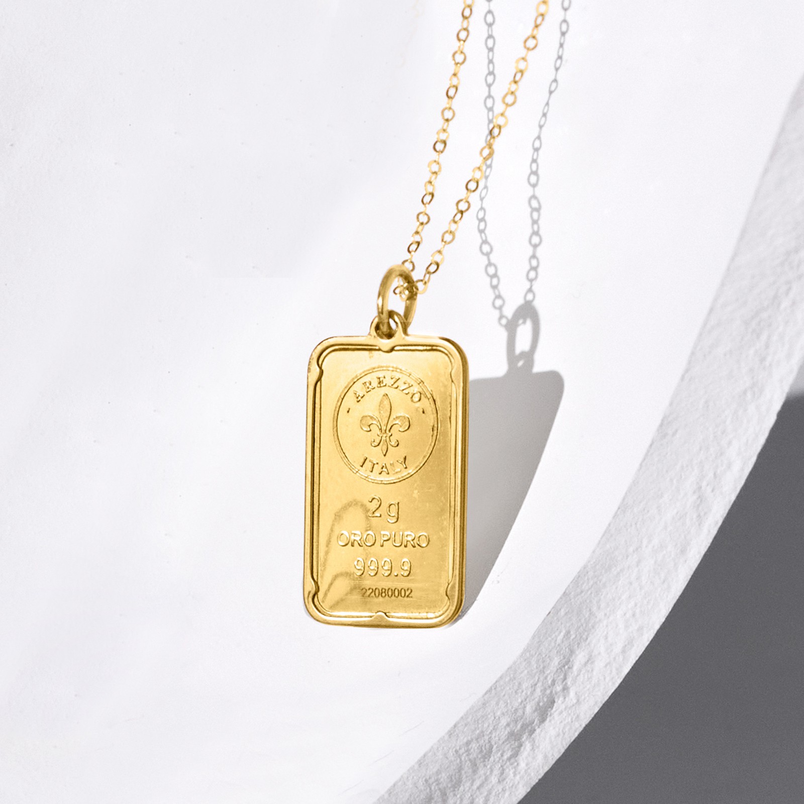 Ross-Simons IT 24kt Gold Fleur-De-Lis 2-Gram Ingot Ncklc w 14k Gold