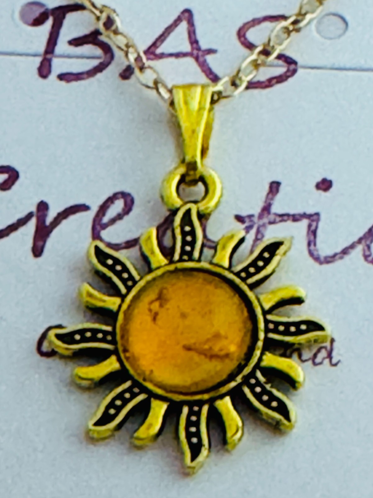 Sun Cabochon Necklace One Of a Kind Hand-Painted by Local Ozark Artist Me