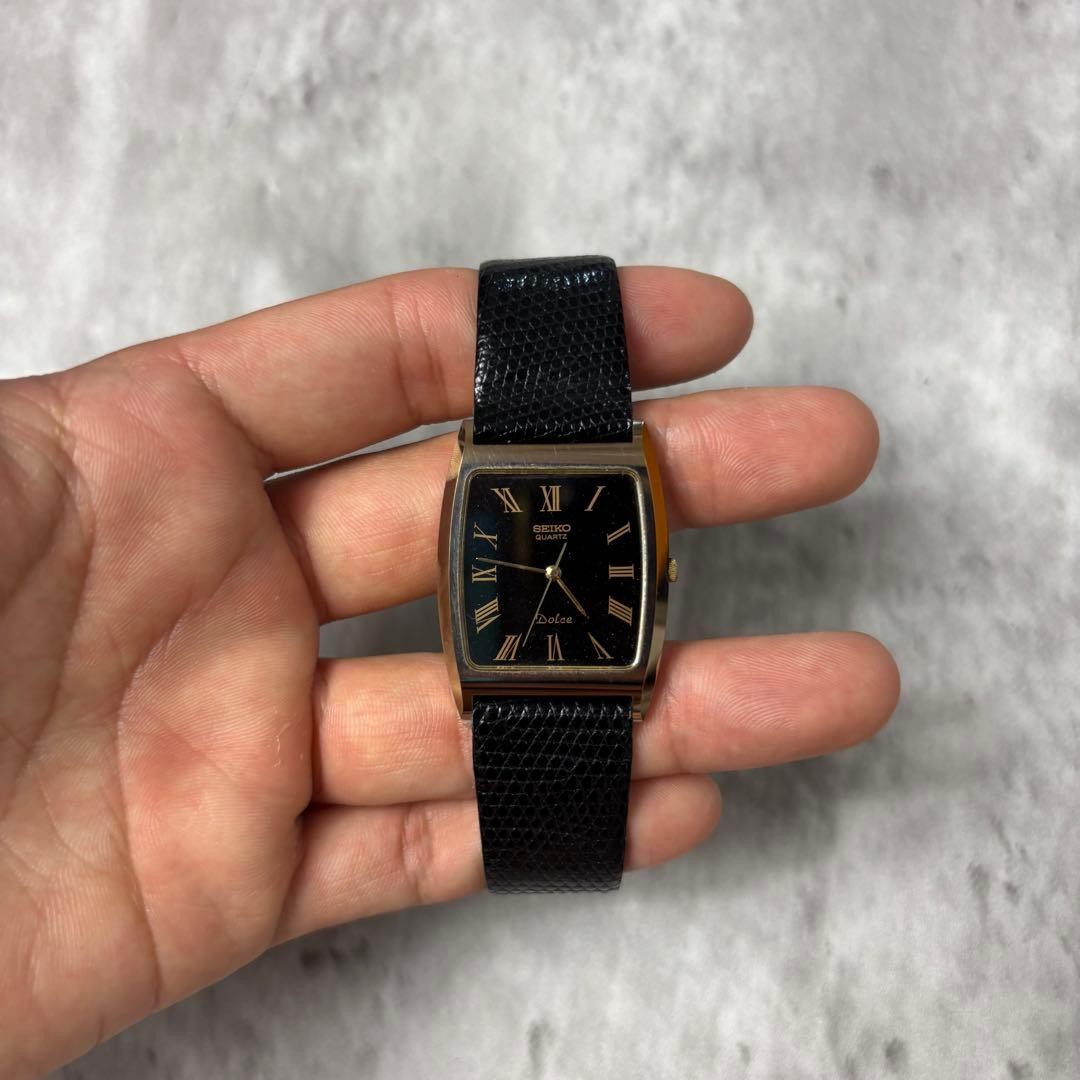 SEIKO DOLCE TJ-TI809H Rectangular Black Dial Watch From Japan
