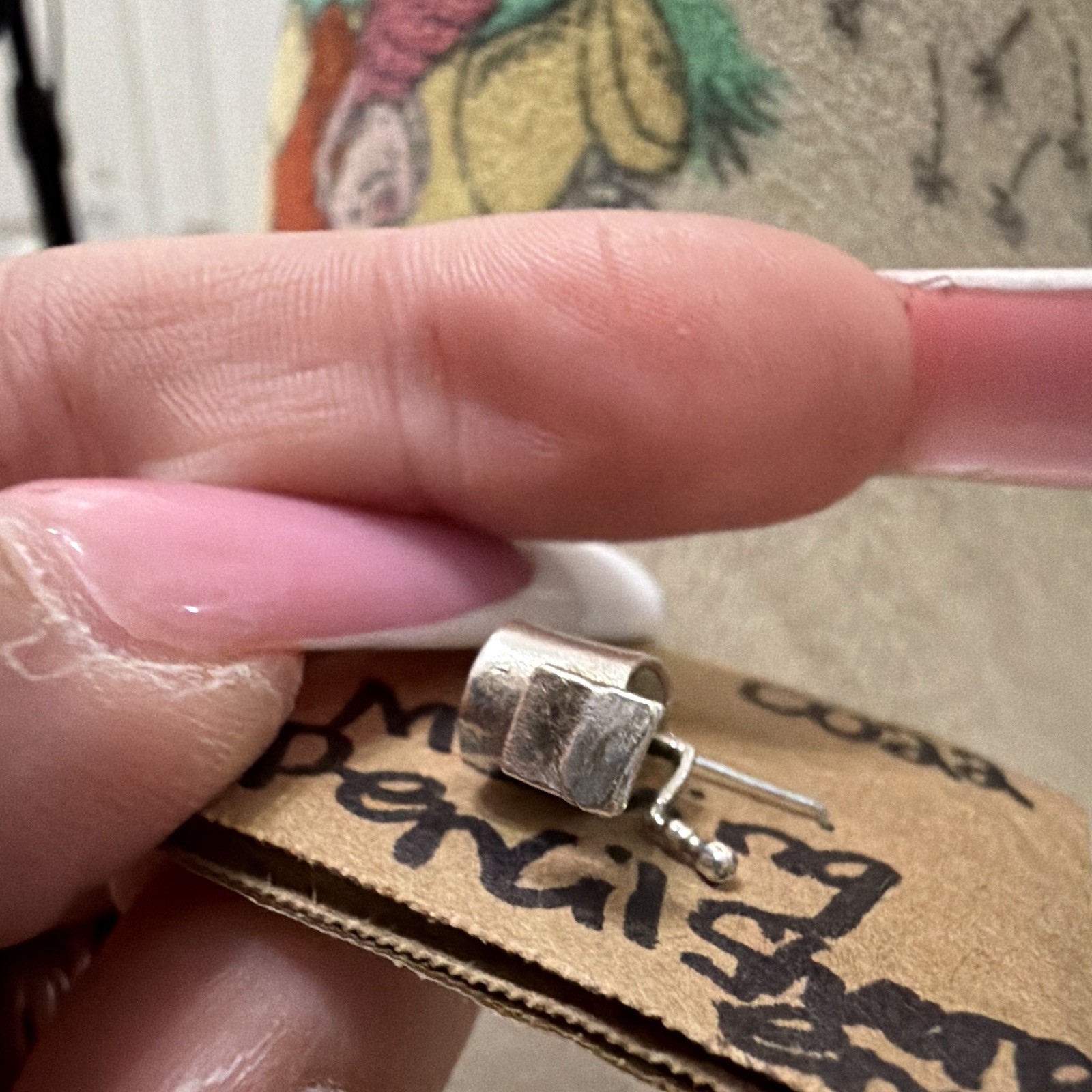 Vtg Sterling Silver Mechanical Pencil Sharpener Charm 3D Moving Handle STER