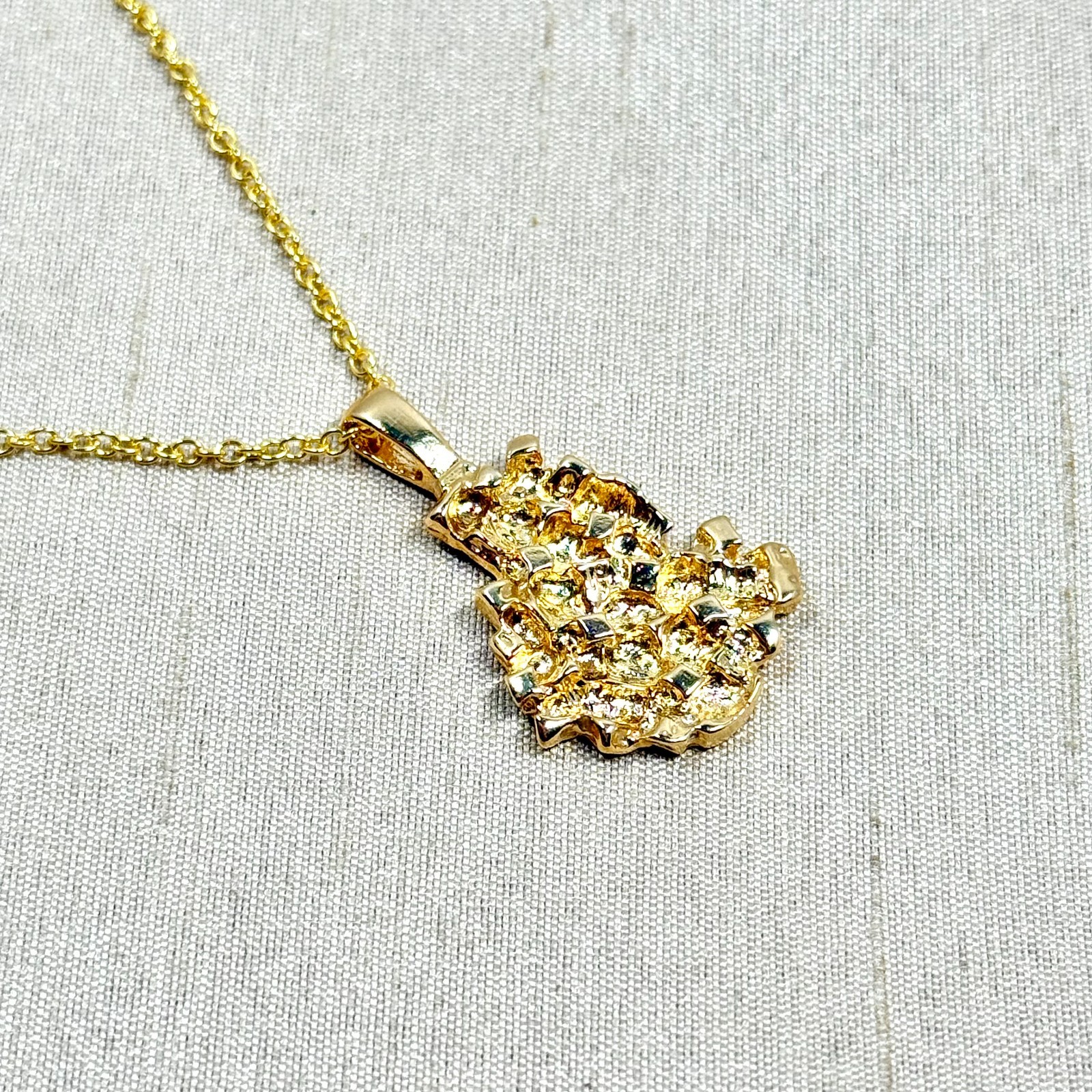 Gold Nugget Necklace, Gold Plated Bling Hip Hop Pendant on Chain – 18 in
