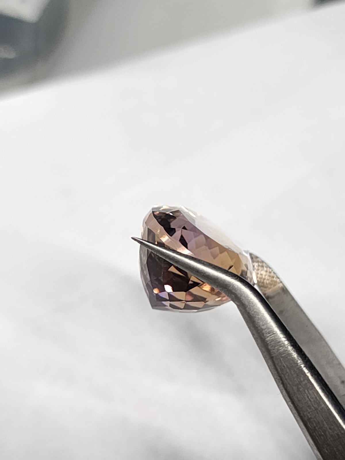 Natural Bolivian Ametrine 21.9ct Oval Cut BiColor Quartz 21.98×14.7×11.36 mm
