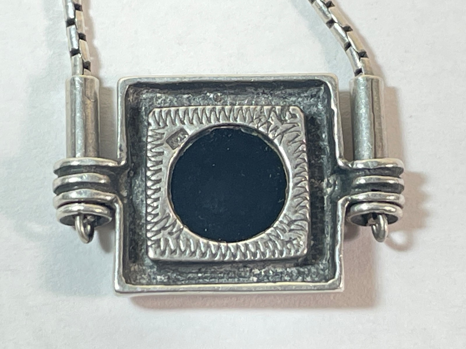 Vintage Unique Onyx 925 Sterling Silver Necklace 12.8g